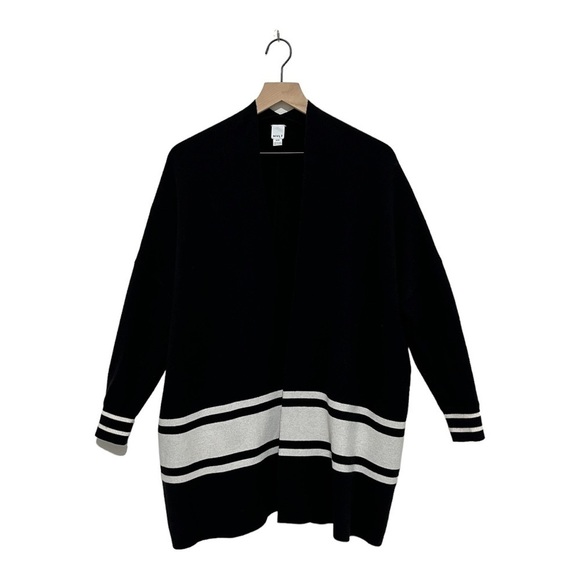 Anthropologie NVLT Open Front Cardigan Black
White Stripe Size M - Picture 2 of 8